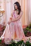 Shop_Mahima Mahajan_Pink Organza, Satin Organza, Lining Shantoon Floral Pattern Anna Lehenga Set _Online_at_Aza_Fashions