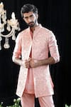 Buy_Mahima Mahajan_Pink Satin Organza Embroidered Floral Lucus Bundi And Kurta Set _Online_at_Aza_Fashions