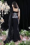 Shop_Mahima Mahajan_Black Georgette Embroidered Floral Celine Pre-draped Ruffle Saree With Blouse _at_Aza_Fashions