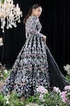 Shop_Mahima Mahajan_Black Organza, Net, Lining Shantoon Floral Margot Hand Embroidered Lehenga Set _at_Aza_Fashions