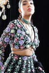 Mahima Mahajan_Black Organza, Net, Lining Shantoon Floral Margot Hand Embroidered Lehenga Set _at_Aza_Fashions