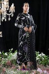 Buy_Mahima Mahajan_Black Satin Organza Embroidered Floral Pattern Round Jeanne Hand Kurta Set _Online_at_Aza_Fashions