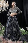 Buy_Mahima Mahajan_Black Organza, Net, Satin Organza, Lining Audrey Hand Embroidered Lehenga Set _at_Aza_Fashions