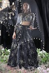 Mahima Mahajan_Black Organza, Net, Satin Organza, Lining Audrey Hand Embroidered Lehenga Set _Online_at_Aza_Fashions