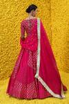 Shop_Mahima Mahajan_Pink Organza, Shantoon, Banarasi Chanderi Floral Pia Bridal Lehenga Set _at_Aza_Fashions