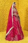 Mahima Mahajan_Pink Organza, Shantoon, Banarasi Chanderi Floral Pia Bridal Lehenga Set _Online_at_Aza_Fashions
