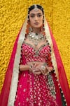 Buy_Mahima Mahajan_Pink Organza, Shantoon, Banarasi Chanderi Floral Pia Bridal Lehenga Set _Online_at_Aza_Fashions