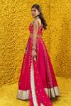 Shop_Mahima Mahajan_Pink Organza, Shantoon, Banarasi Chanderi Floral Cowl Tara Bridal Lehenga Set _at_Aza_Fashions