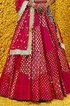 Shop_Mahima Mahajan_Pink Banarasi Chanderi Woven Floral Sweetheart Neck Sona Bridal Lehenga Set _Online_at_Aza_Fashions