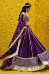 Mahima Mahajan_Purple Banarasi Chanderi Woven Floral Sweetheart Neck Jia Bridal Lehenga Set _Online_at_Aza_Fashions