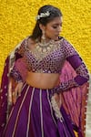 Buy_Mahima Mahajan_Purple Banarasi Chanderi Woven Floral Sweetheart Neck Jia Bridal Lehenga Set _Online_at_Aza_Fashions