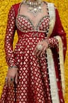 Buy_Mahima Mahajan_Maroon Banarasi Chanderi Woven Floral Sweetheart Noorie Anarkali With Dupatta _Online_at_Aza_Fashions