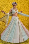 Buy_Mahima Mahajan_Multi Color Iqra Banarasi Chanderi Lehenga Set_at_Aza_Fashions