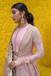 Mahima Mahajan_Peach Abaya Banarasi Chanderi Jacket Lehenga Set_Online_at_Aza_Fashions