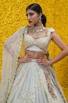 Buy_Mahima Mahajan_Green Banarasi Chanderi Woven Floral Sweetheart Neck Inaya Bridal Lehenga Set _Online_at_Aza_Fashions