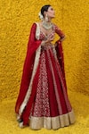 Mahima Mahajan_Red Banarasi Chanderi Woven Floral Sweetheart Neck Saba Bridal Lehenga Set _Online_at_Aza_Fashions