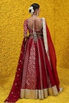 Shop_Mahima Mahajan_Red Banarasi Chanderi Woven Floral Sweetheart Neck Saba Bridal Lehenga Set _at_Aza_Fashions