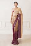 Manish Malhotra_Beige Sequin Embellished Saree With Blouse_Online_at_Aza_Fashions