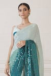 Manish Malhotra_Blue Sequin Embellished Saree With Blouse_Online_at_Aza_Fashions