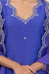 Shop_Pita Nila_Purple Chanderi, Silk Organza Beads, Embroidery V-neck Isla Kurta Set _Online_at_Aza_Fashions