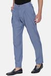 Shop_Mayank Modi - Men_Blue Malai Cotton Pleated Trousers  _at_Aza_Fashions