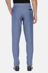 Buy_Mayank Modi - Men_Blue Malai Cotton Pleated Trousers  _Online_at_Aza_Fashions