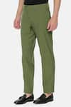 Shop_Mayank Modi - Men_Green Malai Cotton Trousers  _at_Aza_Fashions