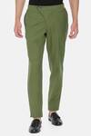 Mayank Modi - Men_Green Malai Cotton Trousers  _Online_at_Aza_Fashions