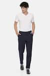 Buy_Mayank Modi - Men_Blue Malai Cotton Trousers  _at_Aza_Fashions