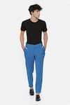 Buy_Mayank Modi - Men_Blue Malai Cotton Pleated Trousers  _at_Aza_Fashions