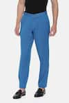 Shop_Mayank Modi - Men_Blue Malai Cotton Pleated Trousers  _at_Aza_Fashions