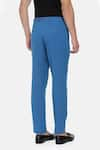 Buy_Mayank Modi - Men_Blue Malai Cotton Pleated Trousers  _Online_at_Aza_Fashions