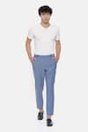 Buy_Mayank Modi - Men_Blue Malai Cotton Trousers  _at_Aza_Fashions