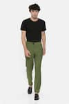 Buy_Mayank Modi - Men_Green Malai Cotton Trousers  _at_Aza_Fashions