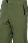 Shop_Mayank Modi - Men_Green Malai Cotton Trousers  _Online_at_Aza_Fashions