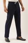 Mayank Modi - Men_Blue Malai Cotton Trousers  _Online_at_Aza_Fashions