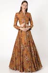 Masaba_Brown Crepe Printed Lehenga Set_Online_at_Aza_Fashions