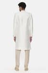 Shop_Mayank Modi - Men_White Silk Slub Plain Colorblock Sherwani Set_at_Aza_Fashions