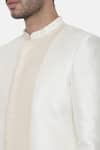 Shop_Mayank Modi - Men_White Silk Slub Plain Colorblock Sherwani Set_Online_at_Aza_Fashions