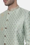 Shop_Mayank Modi - Men_Green Banarasi Brocade Jacquard Woven Floral Sherwani Set _Online_at_Aza_Fashions