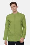 Buy_Mayank Modi - Men_Green 100% Linen Kurta For Kids_at_Aza_Fashions