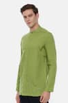 Mayank Modi - Men_Green 100% Linen Kurta  _Online_at_Aza_Fashions