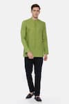 Buy_Mayank Modi - Men_Green 100% Linen Kurta For Kids_Online_at_Aza_Fashions