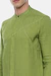 Shop_Mayank Modi - Men_Green 100% Linen Kurta  _Online_at_Aza_Fashions