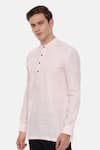 Mayank Modi - Men_Pink 100% Linen Kurta  _Online_at_Aza_Fashions