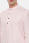 Shop_Mayank Modi - Men_Pink 100% Linen Kurta  _Online_at_Aza_Fashions