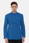 Buy_Mayank Modi - Men_Blue 100% Cotton Kurta  _at_Aza_Fashions