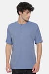 Buy_Mayank Modi - Men_Blue Malai Cotton Short Kurta  _at_Aza_Fashions