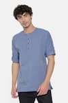 Buy_Mayank Modi - Men_Blue Malai Cotton Short Kurta  _Online_at_Aza_Fashions