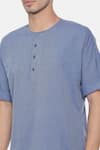 Mayank Modi - Men_Blue Malai Cotton Short Kurta  _at_Aza_Fashions